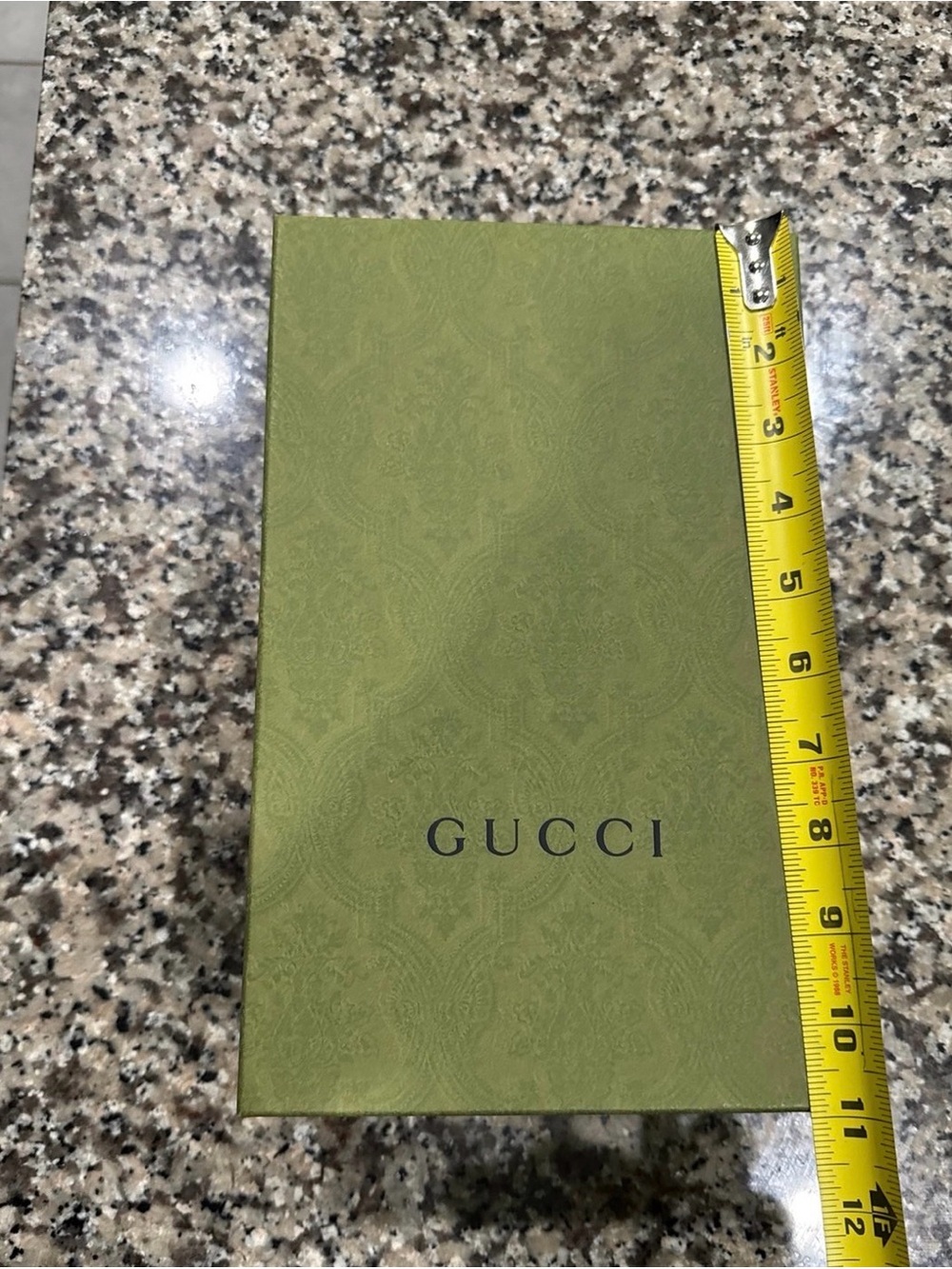Empty Gucci Olive Green Patterned Box - Designer Home Accent